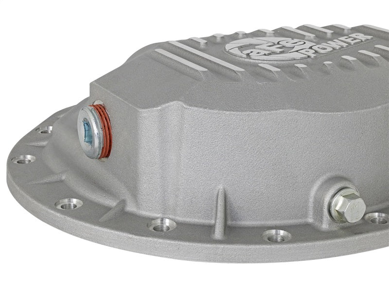 aFe Power Rear Differential Cover Raw w/Machined Fins Street Ser. 16-17 Nissan Titan XD (AAM 9.5-14)