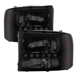 xTune Ford F250 F350 Super Duty 99-04 1Pc Headlights w/ LED Black Smoked HD-JH-FF25099-LED-BSM