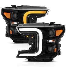 Load image into Gallery viewer, ANZO 18-19 Ford F-150 LED Projector Headlights w/ Plank Style Switchback Black w/ Amber