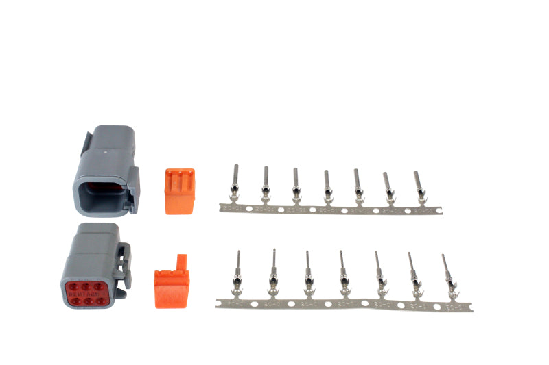 AEM DTM-Style 6 Way Connector Kit w/ Plug / Receptacle / Wedge Locks / 7 Female Pins / 7 Male pins