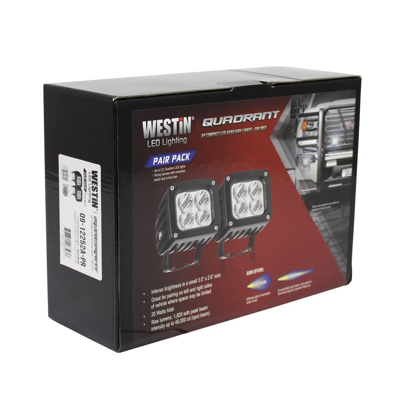 Westin Quadrant LED Auxiliary Light 3 inch x 2.5 inch Spot w/5W Cree (Set of 2) - Black