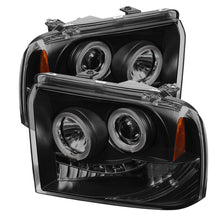 Load image into Gallery viewer, Spyder Ford F250/350 05-07 Projector Headlights LED Halo LED Blk Smke PRO-YD-FS05-HL-BSM