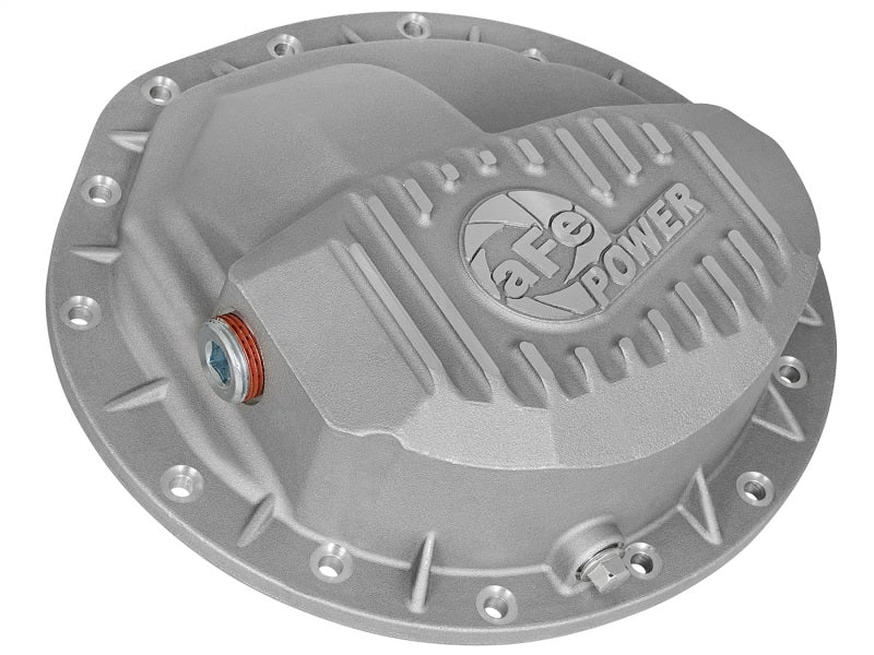 aFe Power Rear Differential Cover Raw w/Machined Fins Street Ser. 16-17 Nissan Titan XD (AAM 9.5-14)