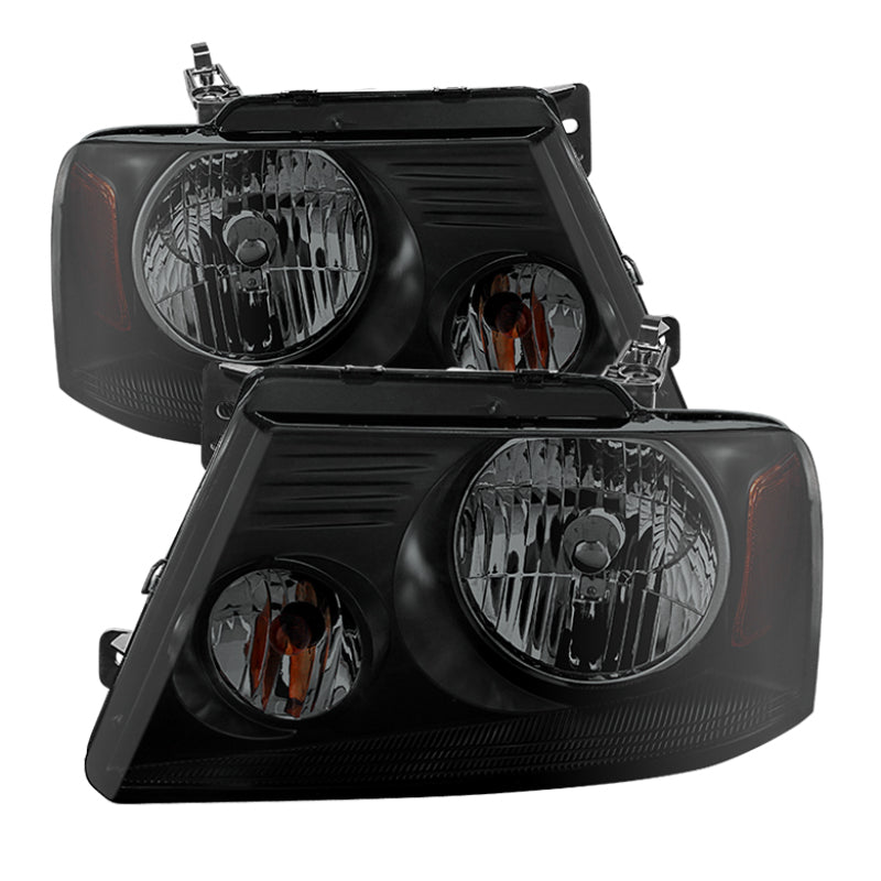 xTune Ford F150 04-08 Amber Crystal Headlights Black Smoked HD-JH-FF15004-AM-BSM