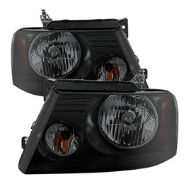 xTune Ford F150 04-08 Amber Crystal Headlights Black Smoked HD-JH-FF15004-AM-BSM