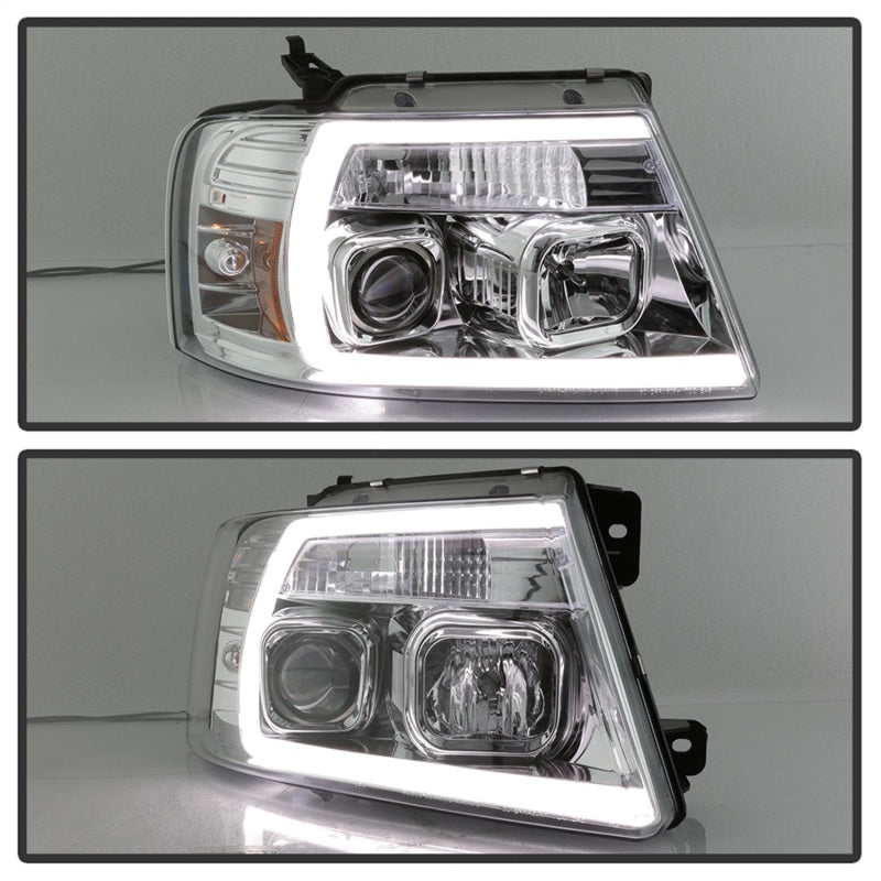 Spyder 04-08 Ford F-150 Light Bar Projector Headlights - Chrome (PRO-YD-FF15004V2-LB-C)