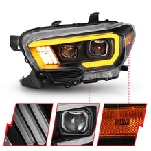 Load image into Gallery viewer, ANZO 2016-2017 Toyota Tacoma Projector Headlights w/ Plank Style Switchback Black w/ Amber w/ DRL