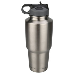 30oz 304 Stainless Tumbler Double Wall W/Screw On Flip Up Straw Lid BDW Laser Logo Bulldog Winch