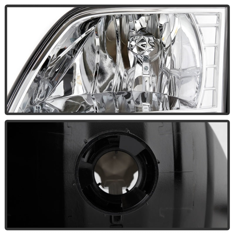 Xtune Ford F150 97-03 Crystal Headlights w/ Clear LED Corners Chrome HD-ON-FF15097-LED-SET-C