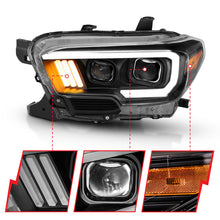 Load image into Gallery viewer, ANZO 2016-2017 Toyota Tacoma Projector Headlights w/ Plank Style Design Black/Amber w/ DRL