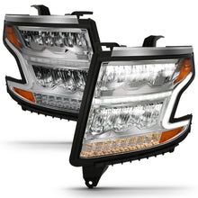 Load image into Gallery viewer, ANZO 15-20 Chevy Tahoe/Suburban LED Light Bar Style Headlights w/Sequential Chrome w/Amber