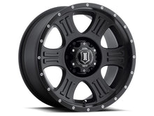 Load image into Gallery viewer, ICON Shield 17x8.5 6x5.5 0mm Offset 4.75in BS 106.1mm Bore Satin Black Wheel