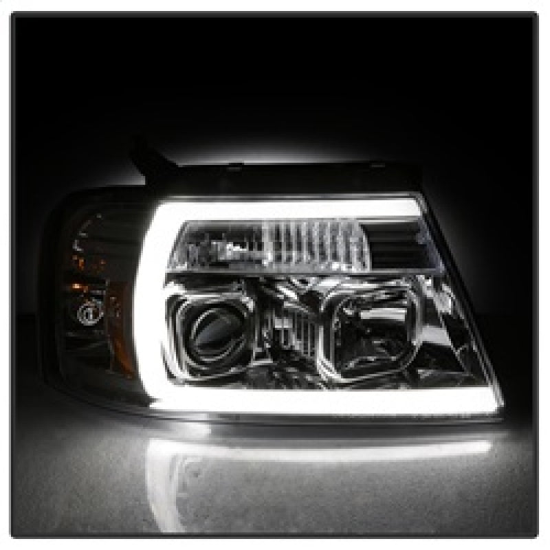 Spyder 04-08 Ford F-150 Light Bar Projector Headlights - Chrome (PRO-YD-FF15004V2-LB-C)