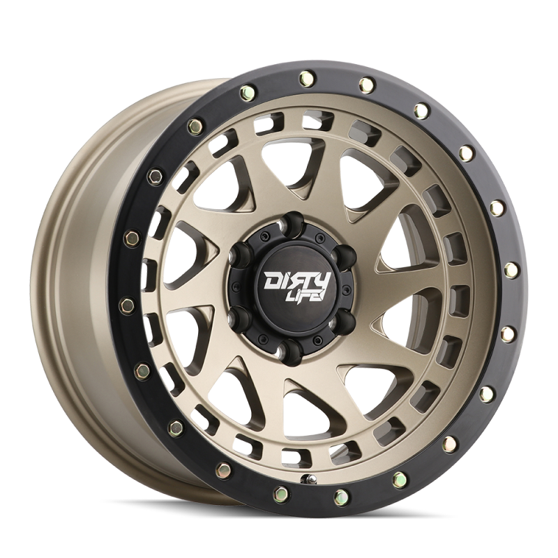 Dirty Life 9311 Enigma Pro 17x9/6x135 BP/-12mm Offset/87.1mm Hub Satin Gold Wheel - Beadlock