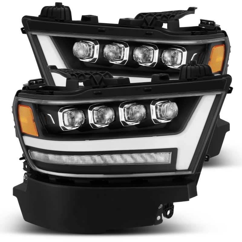 AlphaRex 19-20 Ram 1500HD NOVA LED Proj Headlight Plank Style Matte Blk w/Activ Light/Seq Signal/DRL