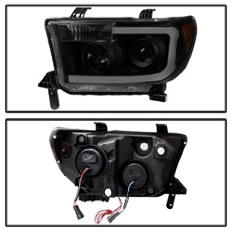 xTune Toyota Tundra 07-13 LED Light Bar Projector Headlights Black Smoked PRO-JH-TTU07-LED-BSM