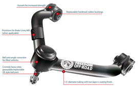 Freedom Off-Road upper control arms installed on a lifted Toyota Tacoma 2005–2023
