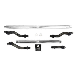 Jeep JL / JT 2.5 Ton Extreme Duty Tie Rod & Drag Link Assembly in Polished Aluminum Fits 18-22 Jeep Wrangler 19-21 Gladiator Apex Chassis Note This kit is Fits a Dana 30 axle with a lift of 4.5 inches or less