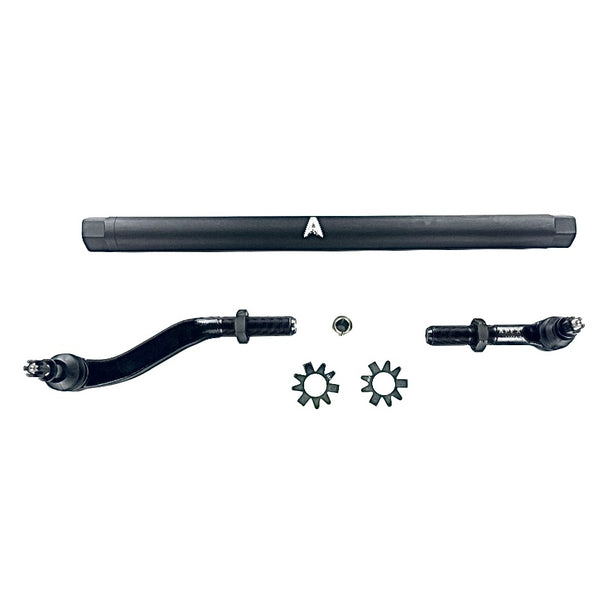 JK 2.5 Ton Extreme Duty Yes Flip Drag Link Assembly in Black Aluminum Fits 07-18 Jeep Wrangler JK Fits a axles with a lift of 3.5 inches or more Requires drilling the knuckle includes the taper sleeve Apex Chassis