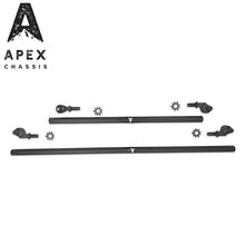 Load image into Gallery viewer, Jeep JK 1 Ton Tie Rod &amp; Drag Link Assembly in Black Aluminum Fits 07-18 Wrangler JK Apex Chassis Kit is Fits vehicles with a lift of 3.5 inches or less