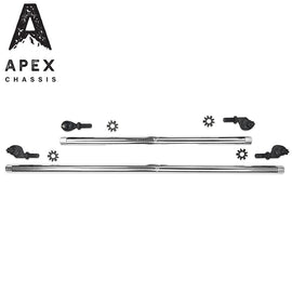 Jeep JK 1 Ton Tie Rod & Drag Link Assembly in Polished Aluminum Fits 07-18 Wrangler JK Apex Chassis Note This kit is Fits vehicles with a lift of 3.5 inches or less