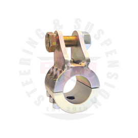 1.5 Inch I.D. Heavy Duty Double Shear Hydro Assist 6 Bolt Clamp from RPM Steering designed for 1.5 inch diameter tie rods and drag links, featuring a durable zinc coat finish.