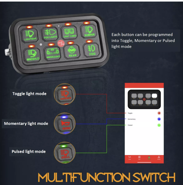 MULTIFUNCTION RGB SWITCH PANEL WITH BLUETOOTH CONTROLLED