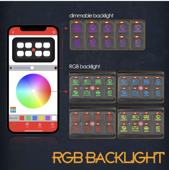 MULTIFUNCTION RGB SWITCH PANEL WITH BLUETOOTH CONTROLLED