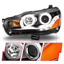 Load image into Gallery viewer, ANZO 2008-2015 Mitsubishi Lancer Projector Headlights w/ Halo Black (CCFL)