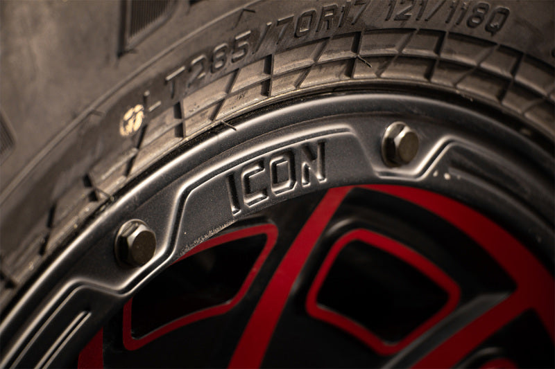 ICON Victory 17x8.5 6x120 0mm Offset 4.75in BS Satin Black w/Red Tint Wheel