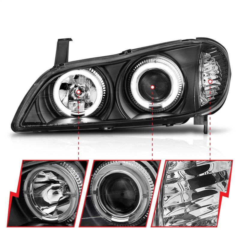 ANZO 2000-2004 Infiniti I30 Projector Headlights w/ Halo Black