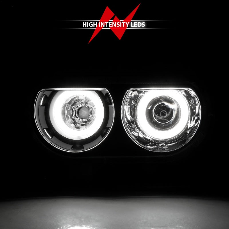 ANZO 2008-2014 Dodge Challenger Projector Headlights w/ Halo Black (CCFL)