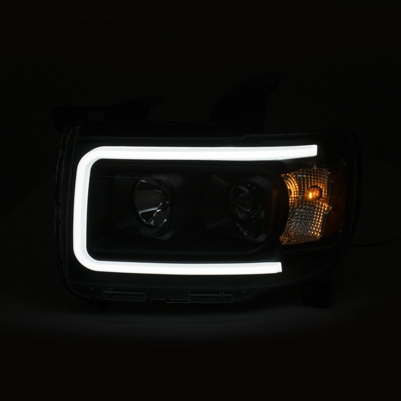 ANZO 2015+ GMC Canyon Projector Headlights w/ Plank Style Design Black w/ Amber