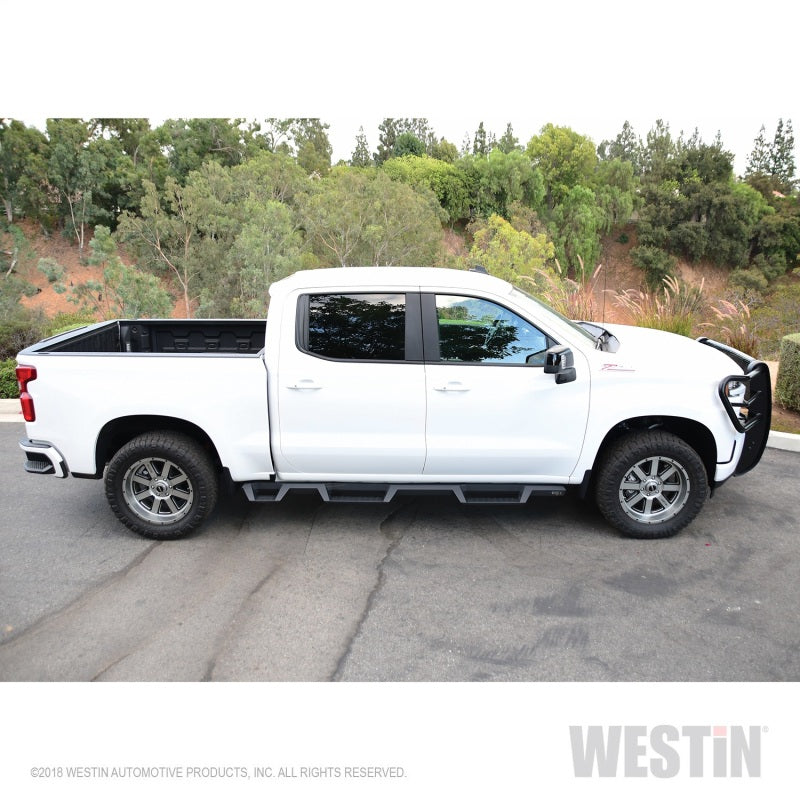 Westin 2019 Chevrolet Silverado/Sierra 1500 (5.5ft) Drop Wheel to Wheel Nerf Step Bars - Txt Black