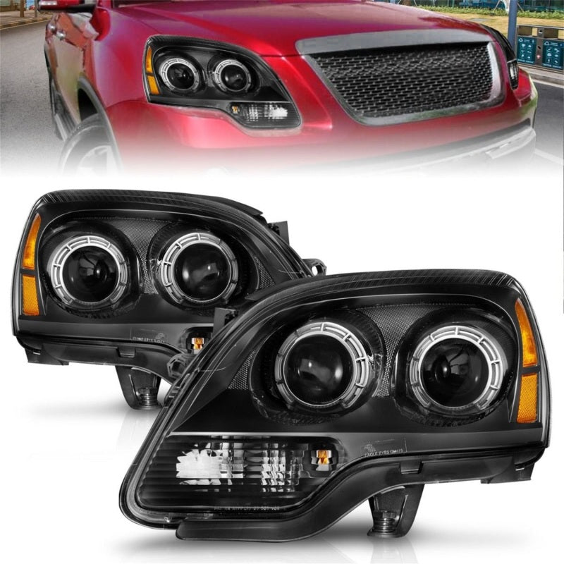 ANZO 2007-2012 GMC Acadia Projector Headlights Balck Housing