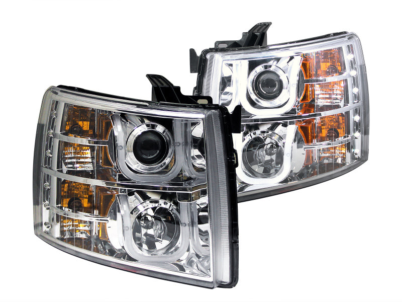 ANZO 2007-2013 Chevrolet Silverado 1500 Projector Headlights w/ U-Bar Chrome