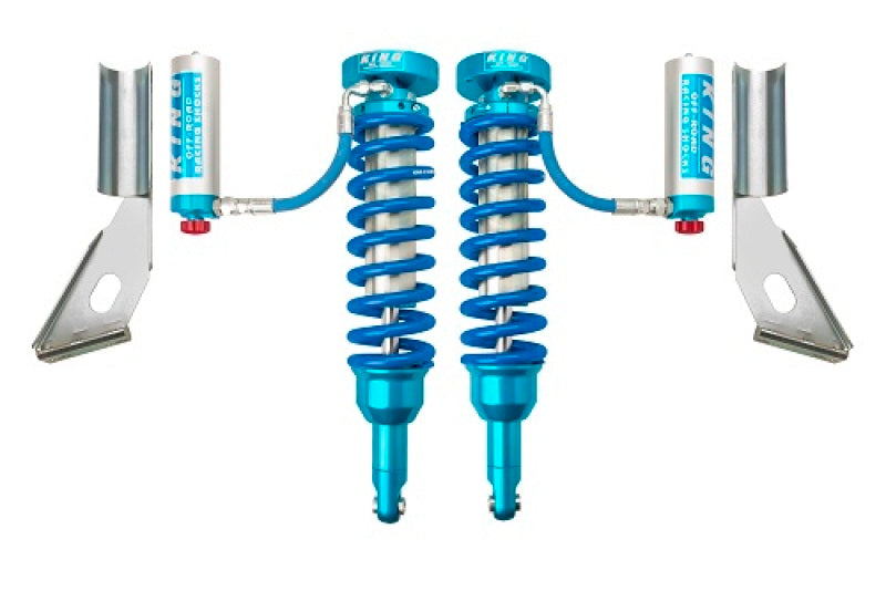 King Shocks 2010+ Toyota FJ Cruiser & 4Runner Front 2.5 Dia Coilover Remote Reservoir Shocks w/ Adjusters (Pair) designed for improved Toyota 4Runner suspension performance.