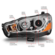 Load image into Gallery viewer, ANZO 2008-2015 Mitsubishi Lancer Projector Headlights w/ Halo Chrome (CCFL)