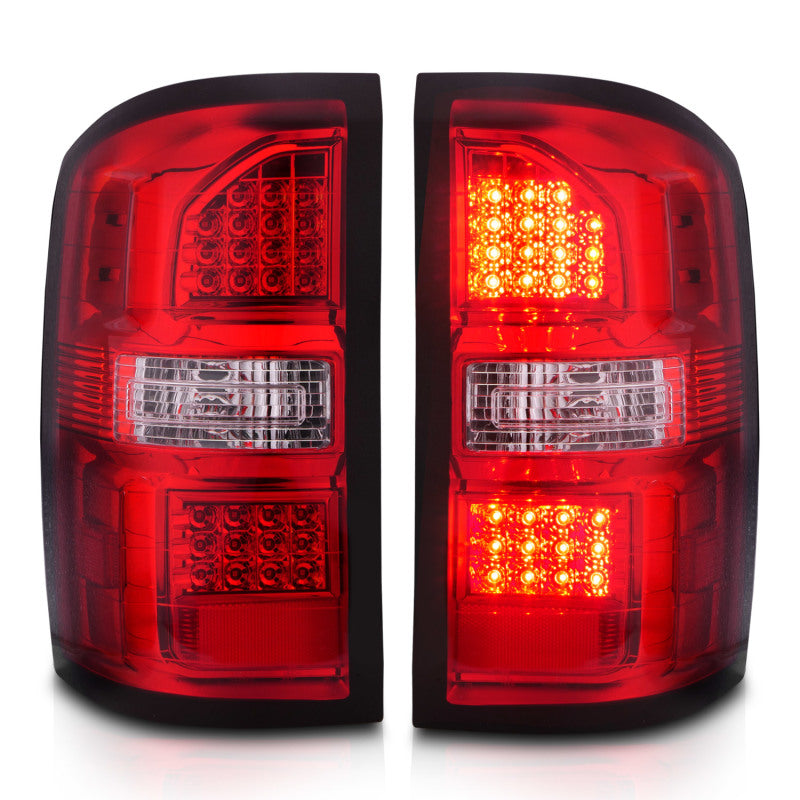 ANZO 2014-2018 GMC Sierra LED Tail Lights Black Housing Red/Clear Lens