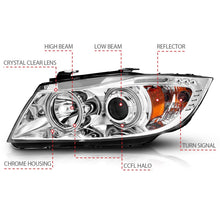 Load image into Gallery viewer, ANZO 2006-2008 BMW 3 Series E90-E91 Projector Headlights w/ Halo w/ LED Bar Chrome (CCFL)