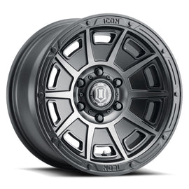 (SALE) ICON Victory 17x8.5 6x5.5 0mm Offset 4.75in BS Smoked Satin Black Tint Wheel