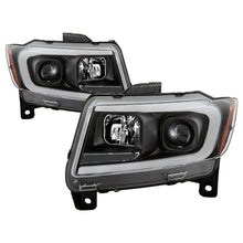 Load image into Gallery viewer, Spyder 11-13 Jeep Grand Cherokee - Light Bar Proj Headlights - Halo Model - Blk - PRO-YD-JGC11-LB-BK