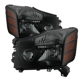 xTune Nissan Titan 04-14 (04-07 OE Style ) OEM Amber Head Lights Set Black Smoked HD-JH-NTI04-AM-BSM