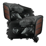 xTune Nissan Titan 04-14 (04-07 OE Style ) OEM Amber Head Lights Set Black Smoked HD-JH-NTI04-AM-BSM