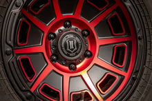 Load image into Gallery viewer, ICON Victory 17x8.5 5x5 -6mm Offset 4.5in BS Satin Black w/Red Tint Wheel