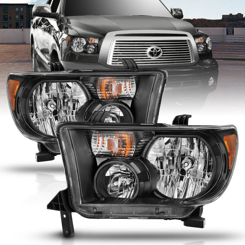 ANZO 2007-2013 Toyota Tundra Crystal Headlight Black Amber