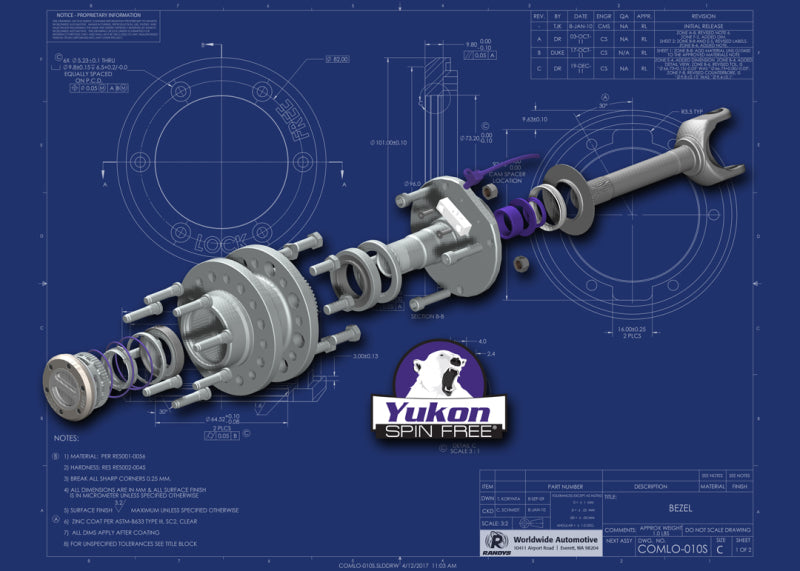 Yukon Gear Spin Free Locking Hub Conversion Kit For 10-11 Dodge 2500/3500