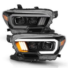 Load image into Gallery viewer, ANZO 2016-2017 Toyota Tacoma Projector Headlights w/ Plank Style Design Black/Amber w/ DRL