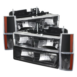 xTune GMC Yukon 92-93 Crystal Headlights w/ Corner & Bumper Black HD-JH-GMCCK88-AM-BK-SET