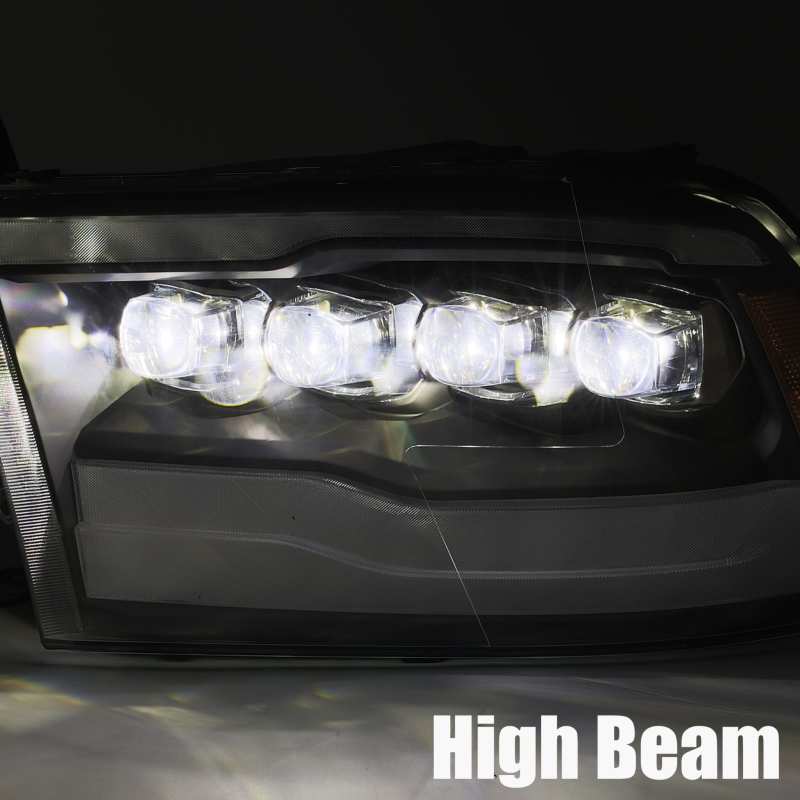 AlphaRex 09-18 Dodge Ram 1500HD NOVA LED Projector Headlights Plank Style Design Alpha Black w/DRL